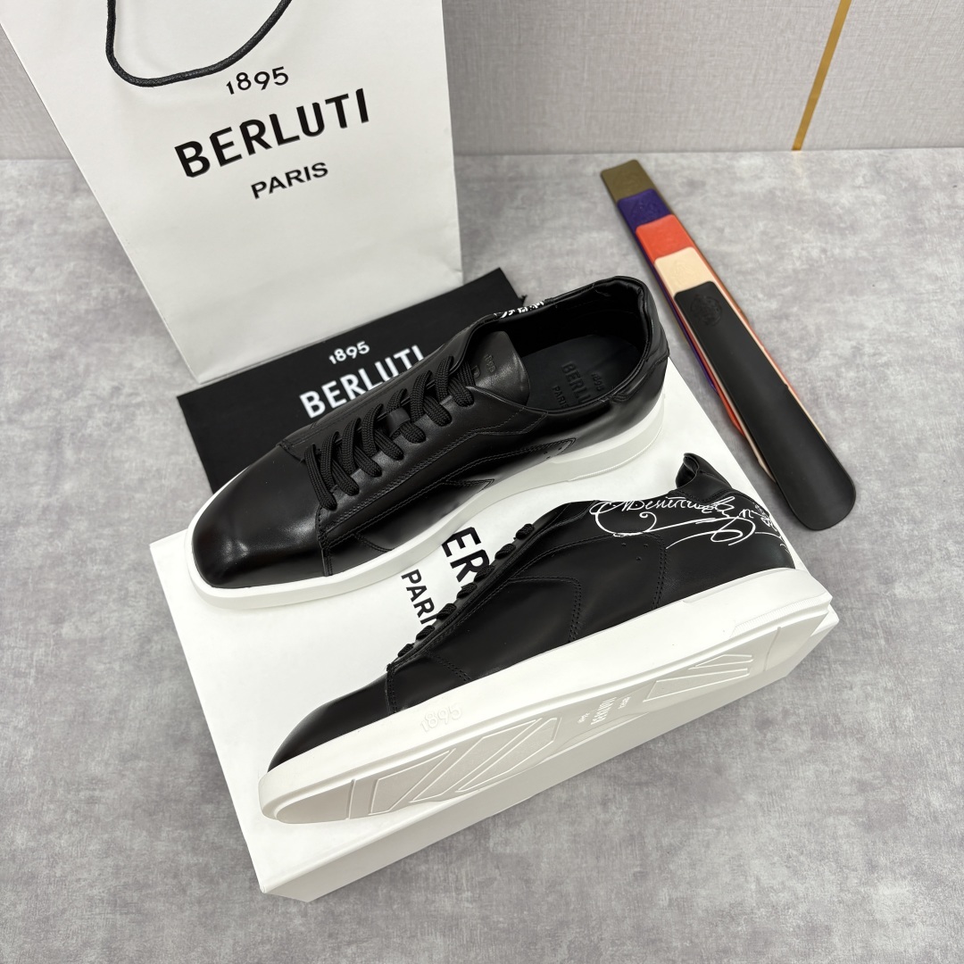 💋💍Berlut* 布鲁提 新款刀锋造型板鞋来袭 新品Stellar Scritto刺青手绘图纹休闲运动