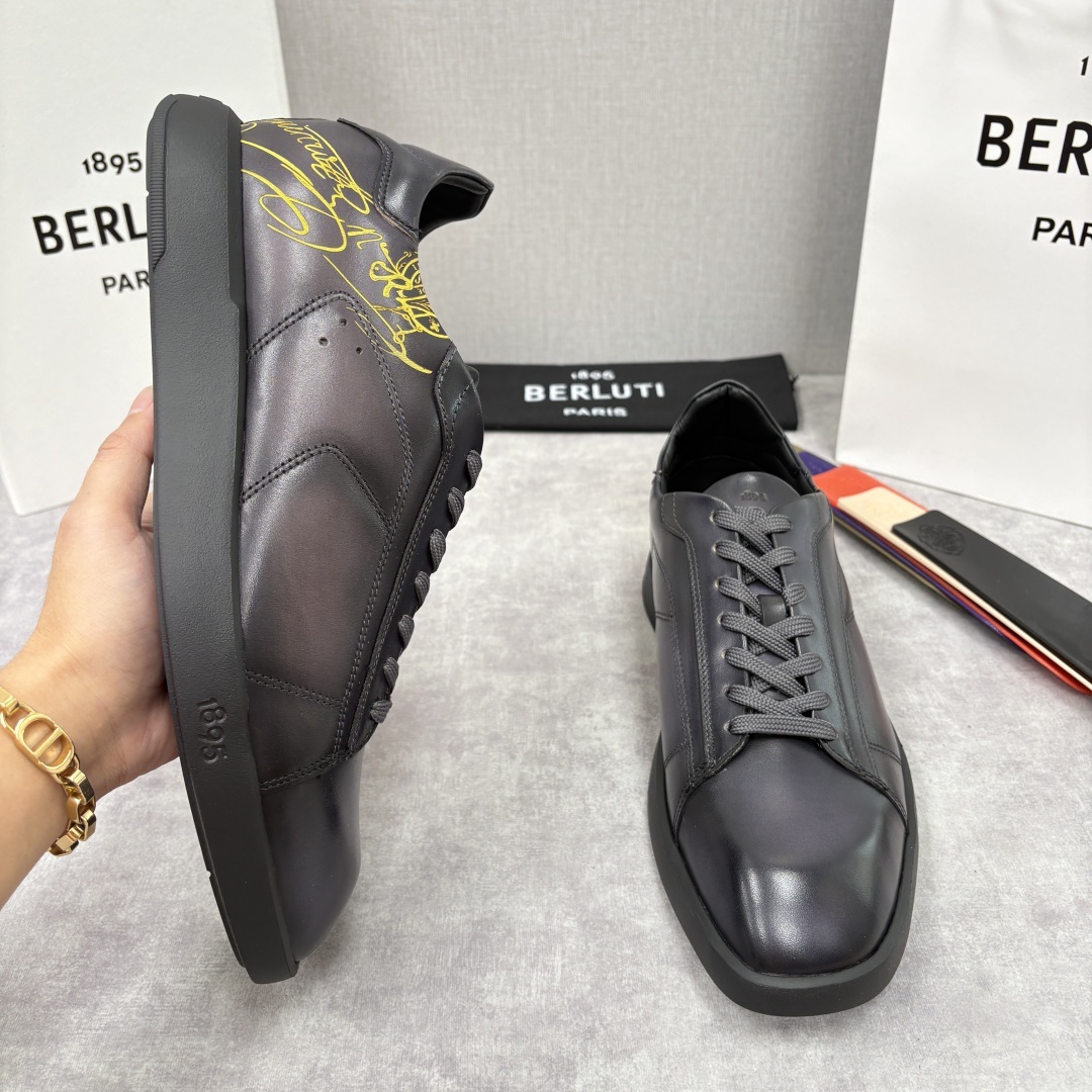💋💍Berlut* 布鲁提 新款刀锋造型板鞋来袭 新品Stellar Scritto刺青手绘图纹休闲运动