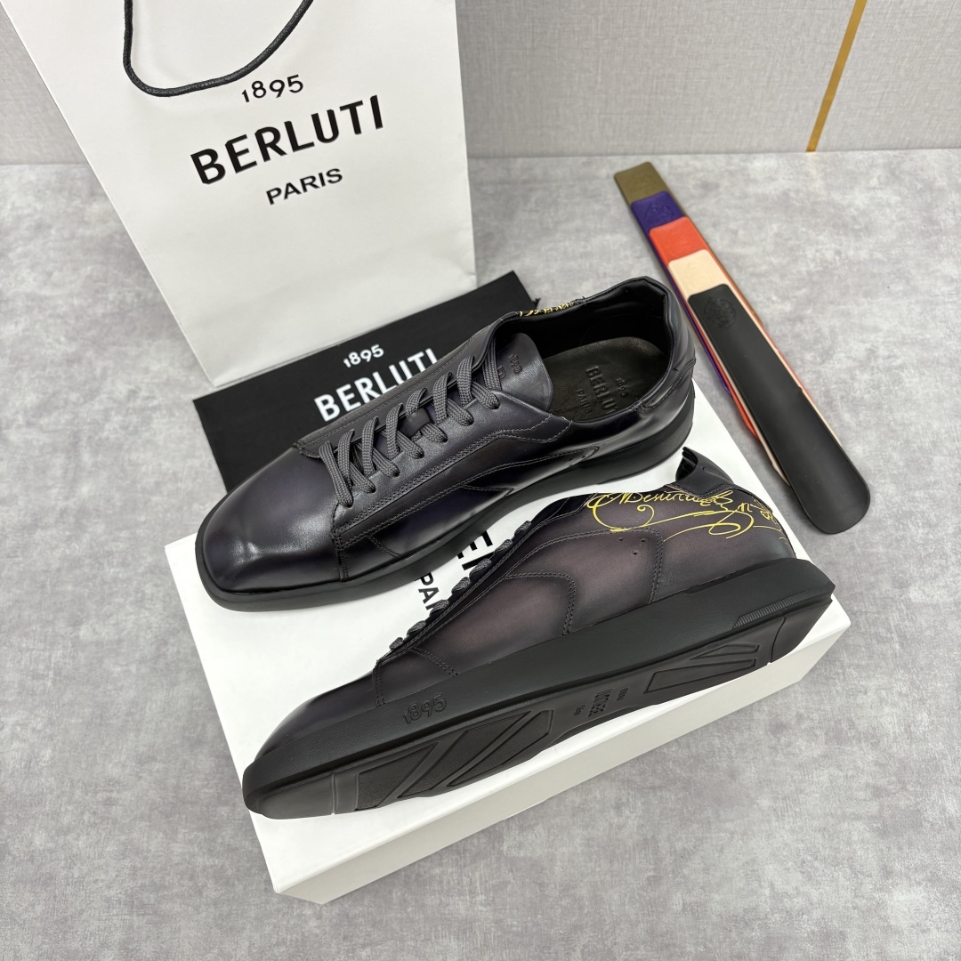 💋💍Berlut* 布鲁提 新款刀锋造型板鞋来袭 新品Stellar Scritto刺青手绘图纹休闲运动