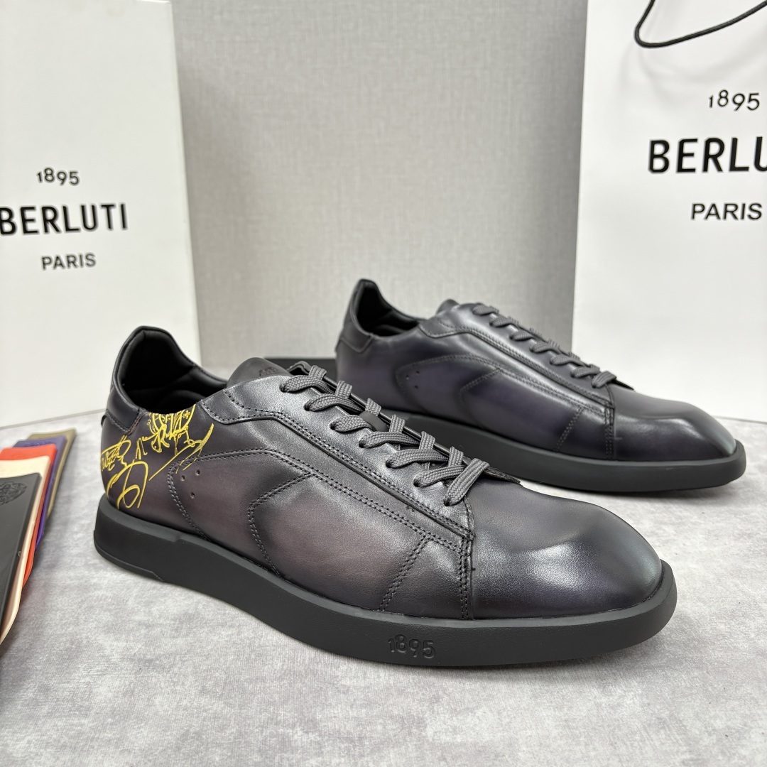 💋💍Berlut* 布鲁提 新款刀锋造型板鞋来袭 新品Stellar Scritto刺青手绘图纹休闲运动