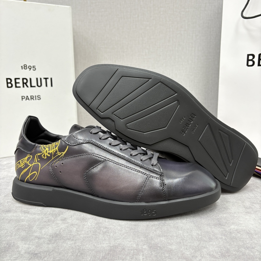 💋💍Berlut* 布鲁提 新款刀锋造型板鞋来袭 新品Stellar Scritto刺青手绘图纹休闲运动