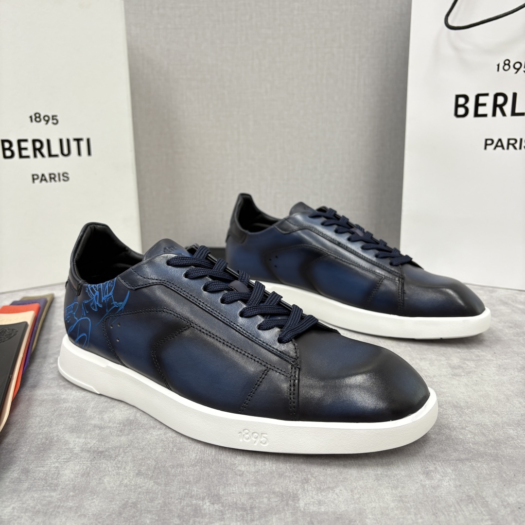 💋💍Berlut* 布鲁提 新款刀锋造型板鞋来袭 新品Stellar Scritto刺青手绘图纹休闲运动