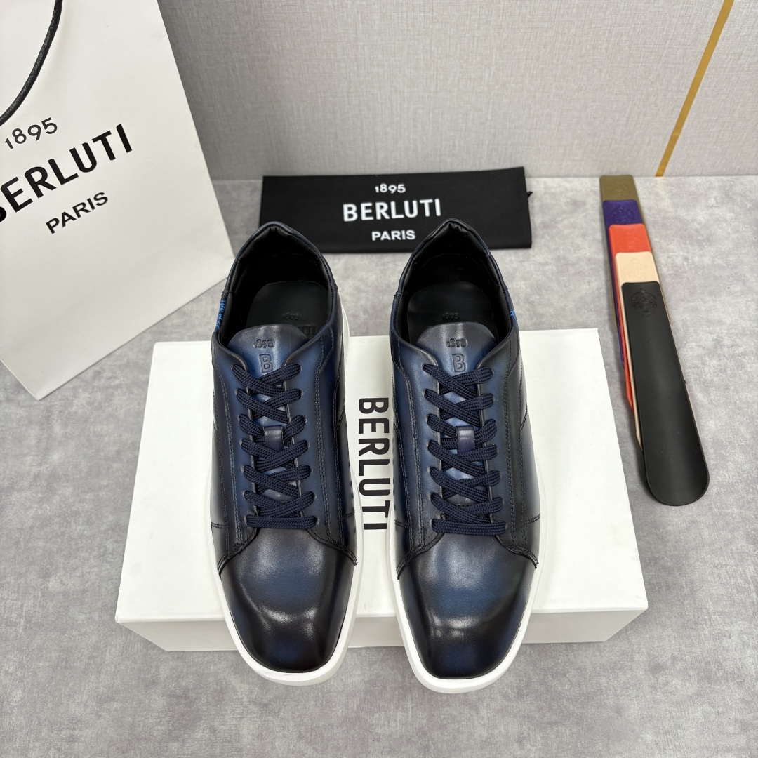 💋💍Berlut* 布鲁提 新款刀锋造型板鞋来袭 新品Stellar Scritto刺青手绘图纹休闲运动
