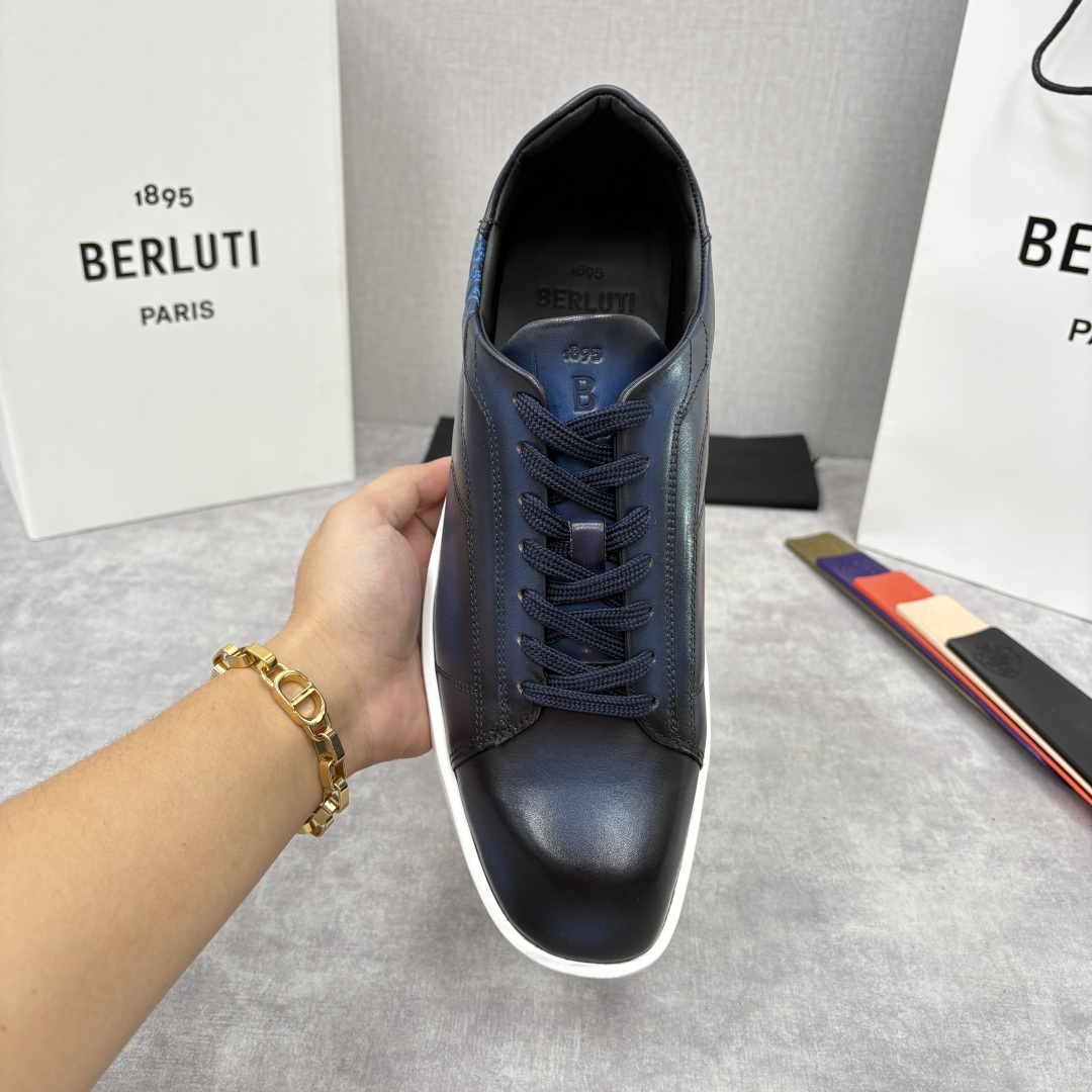 💋💍Berlut* 布鲁提 新款刀锋造型板鞋来袭 新品Stellar Scritto刺青手绘图纹休闲运动