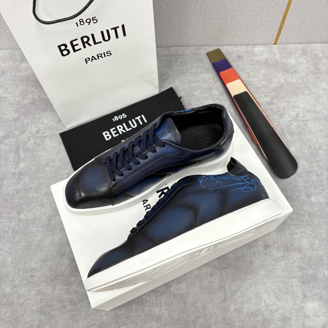 💋💍Berlut* 布鲁提 新款刀锋造型板鞋来袭 新品Stellar Scritto刺青手绘图纹休闲运动
