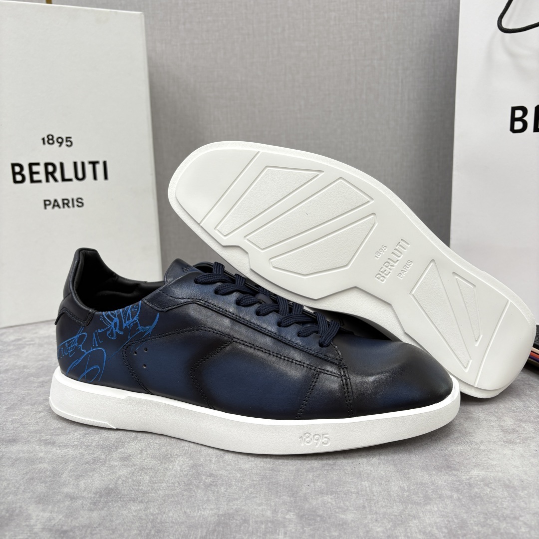 💋💍Berlut* 布鲁提 新款刀锋造型板鞋来袭 新品Stellar Scritto刺青手绘图纹休闲运动