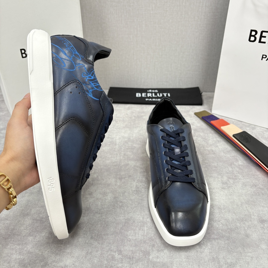 💋💍Berlut* 布鲁提 新款刀锋造型板鞋来袭 新品Stellar Scritto刺青手绘图纹休闲运动