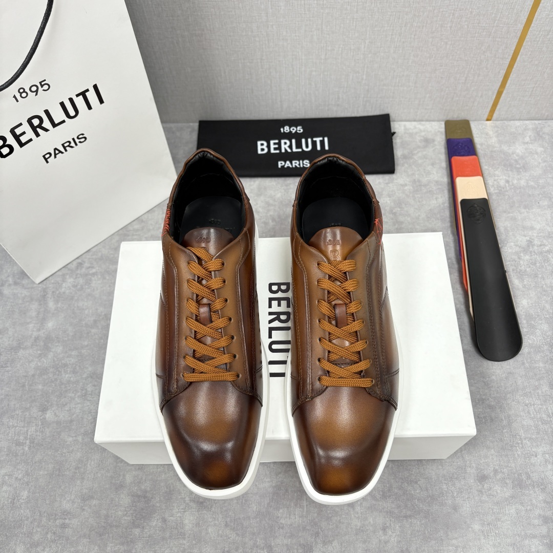 💋💍Berlut* 布鲁提 新款刀锋造型板鞋来袭 新品Stellar Scritto刺青手绘图纹休闲运动