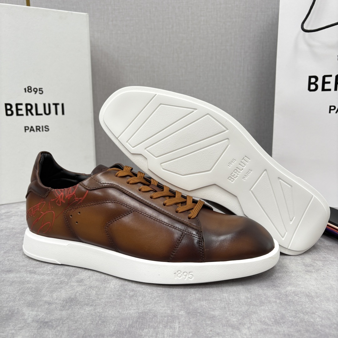💋💍Berlut* 布鲁提 新款刀锋造型板鞋来袭 新品Stellar Scritto刺青手绘图纹休闲运动