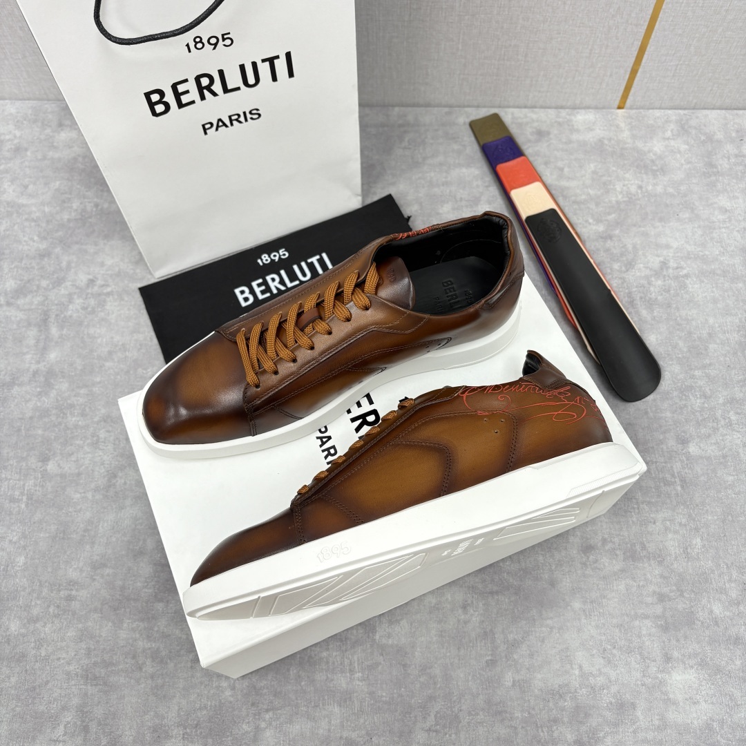 💋💍Berlut* 布鲁提 新款刀锋造型板鞋来袭 新品Stellar Scritto刺青手绘图纹休闲运动