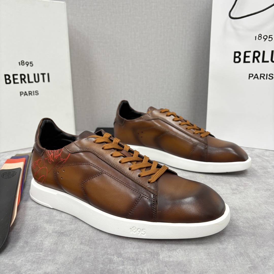 💋💍Berlut* 布鲁提 新款刀锋造型板鞋来袭 新品Stellar Scritto刺青手绘图纹休闲运动