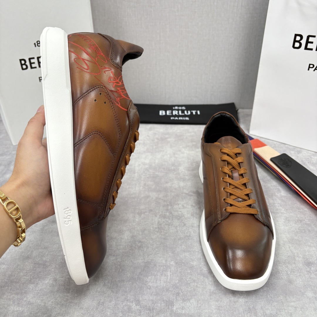 💋💍Berlut* 布鲁提 新款刀锋造型板鞋来袭 新品Stellar Scritto刺青手绘图纹休闲运动