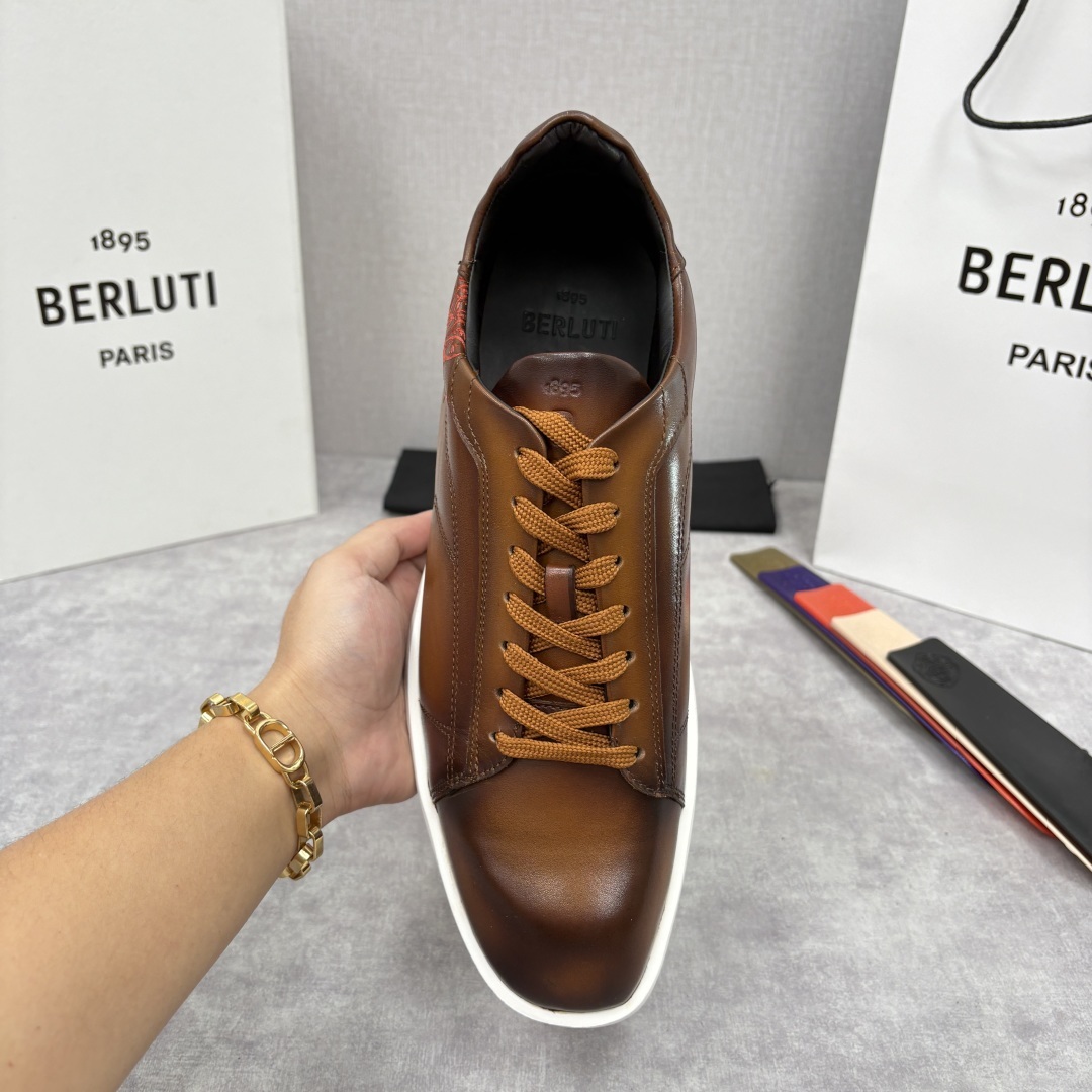 💋💍Berlut* 布鲁提 新款刀锋造型板鞋来袭 新品Stellar Scritto刺青手绘图纹休闲运动