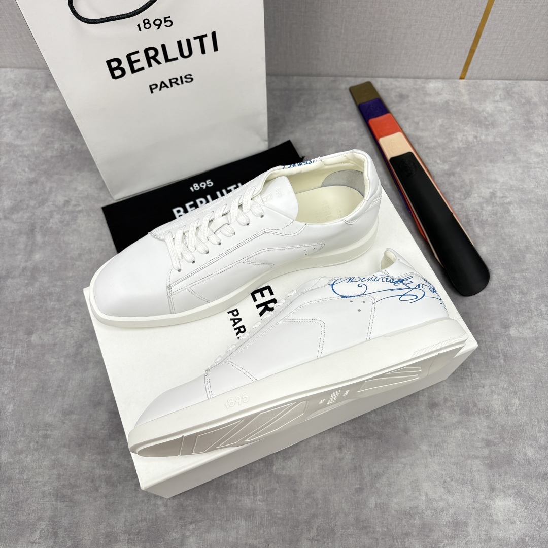 💋💍Berlut* 布鲁提 新款刀锋造型板鞋来袭 新品Stellar Scritto刺青手绘图纹休闲运动