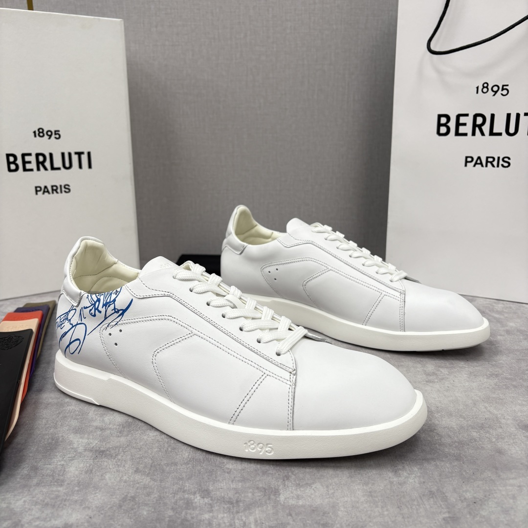 💋💍Berlut* 布鲁提 新款刀锋造型板鞋来袭 新品Stellar Scritto刺青手绘图纹休闲运动