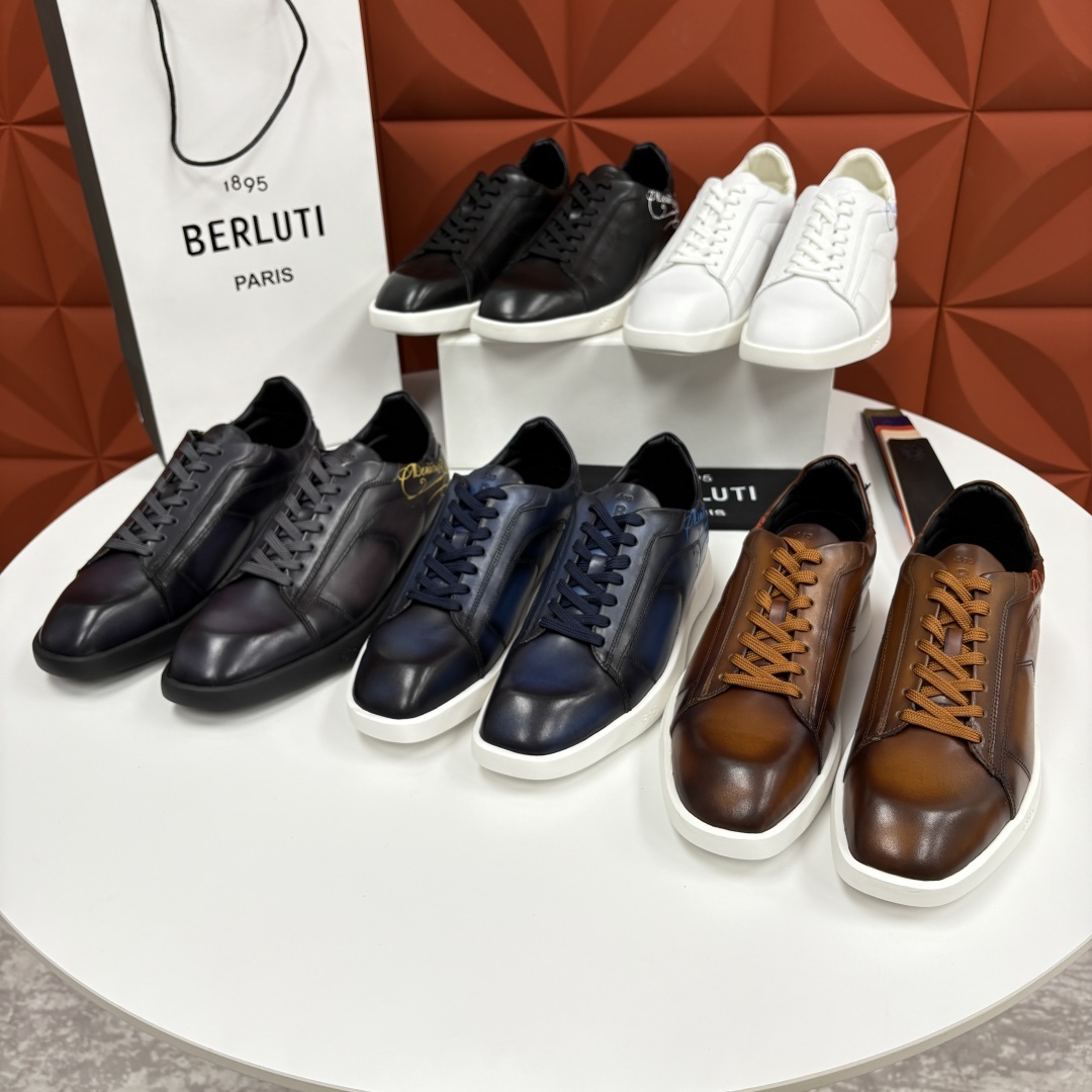 💋💍Berlut* 布鲁提 新款刀锋造型板鞋来袭 新品Stellar Scritto刺青手绘图纹休闲运动