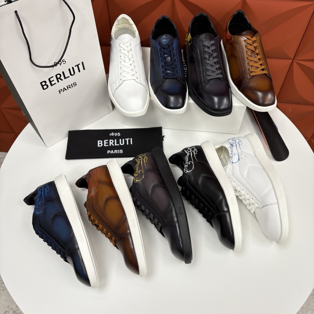 💋💍Berlut* 布鲁提 新款刀锋造型板鞋来袭 新品Stellar Scritto刺青手绘图纹休闲运动