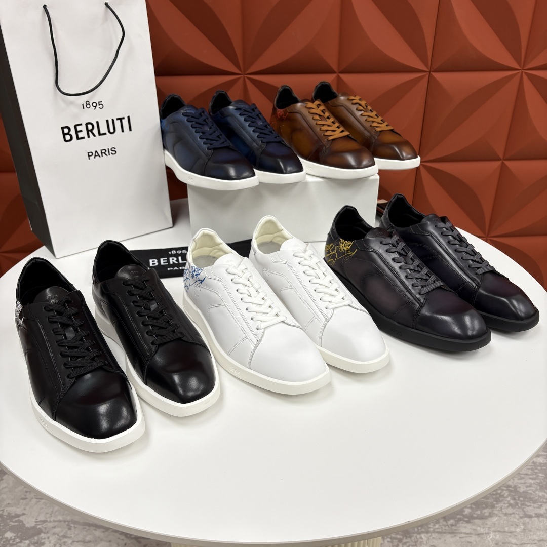 💋💍Berlut* 布鲁提 新款刀锋造型板鞋来袭 新品Stellar Scritto刺青手绘图纹休闲运动
