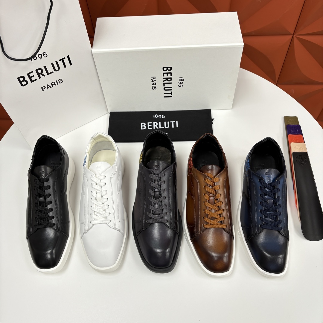 💋💍Berlut* 布鲁提 新款刀锋造型板鞋来袭 新品Stellar Scritto刺青手绘图纹休闲运动