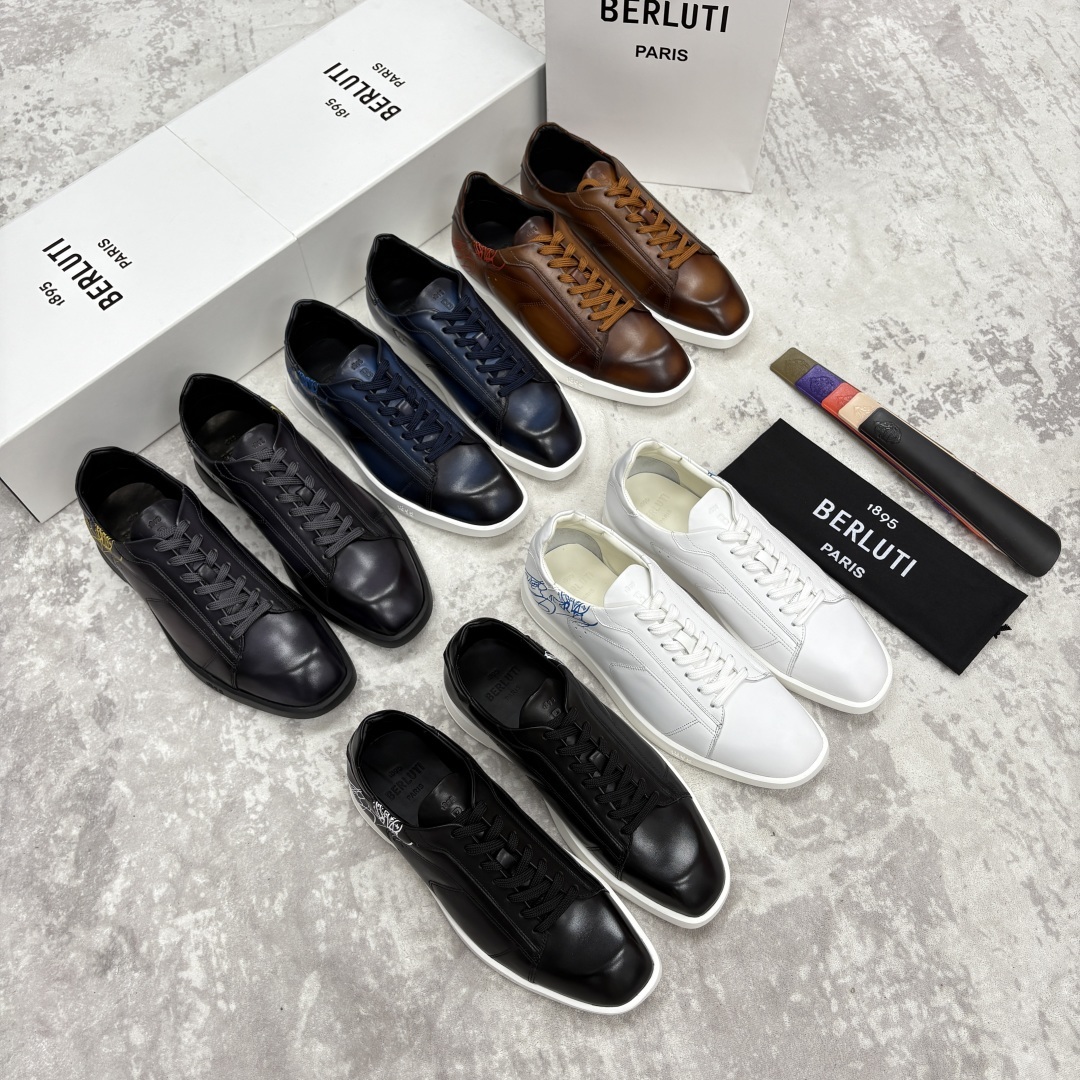 💋💍Berlut* 布鲁提 新款刀锋造型板鞋来袭 新品Stellar Scritto刺青手绘图纹休闲运动