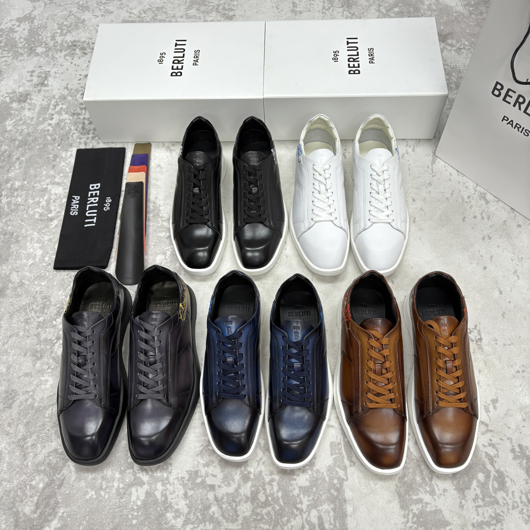 💋💍Berlut* 布鲁提 新款刀锋造型板鞋来袭 新品Stellar Scritto刺青手绘图纹休闲运动