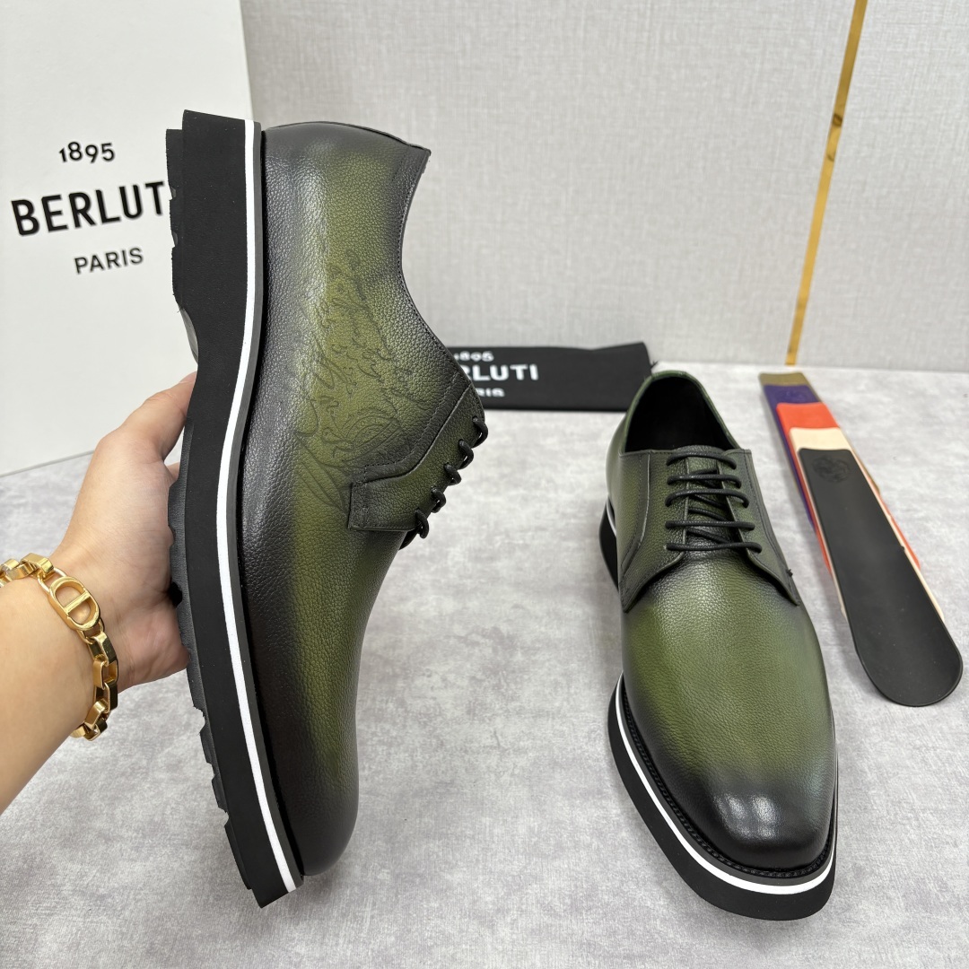 💋 💍 BERLUT* 布鲁提 New Alessio皮革牛津鞋 官方 17,100 男士厚底皮鞋 此款
