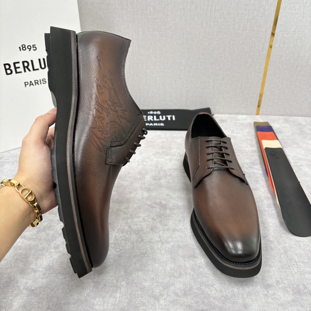 💋 💍 BERLUT* 布鲁提 New Alessio皮革牛津鞋 官方 17,100 男士厚底皮鞋 此款