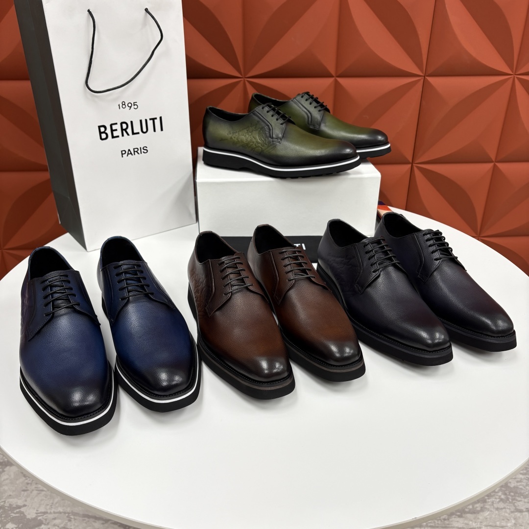 💋 💍 BERLUT* 布鲁提 New Alessio皮革牛津鞋 官方 17,100 男士厚底皮鞋 此款