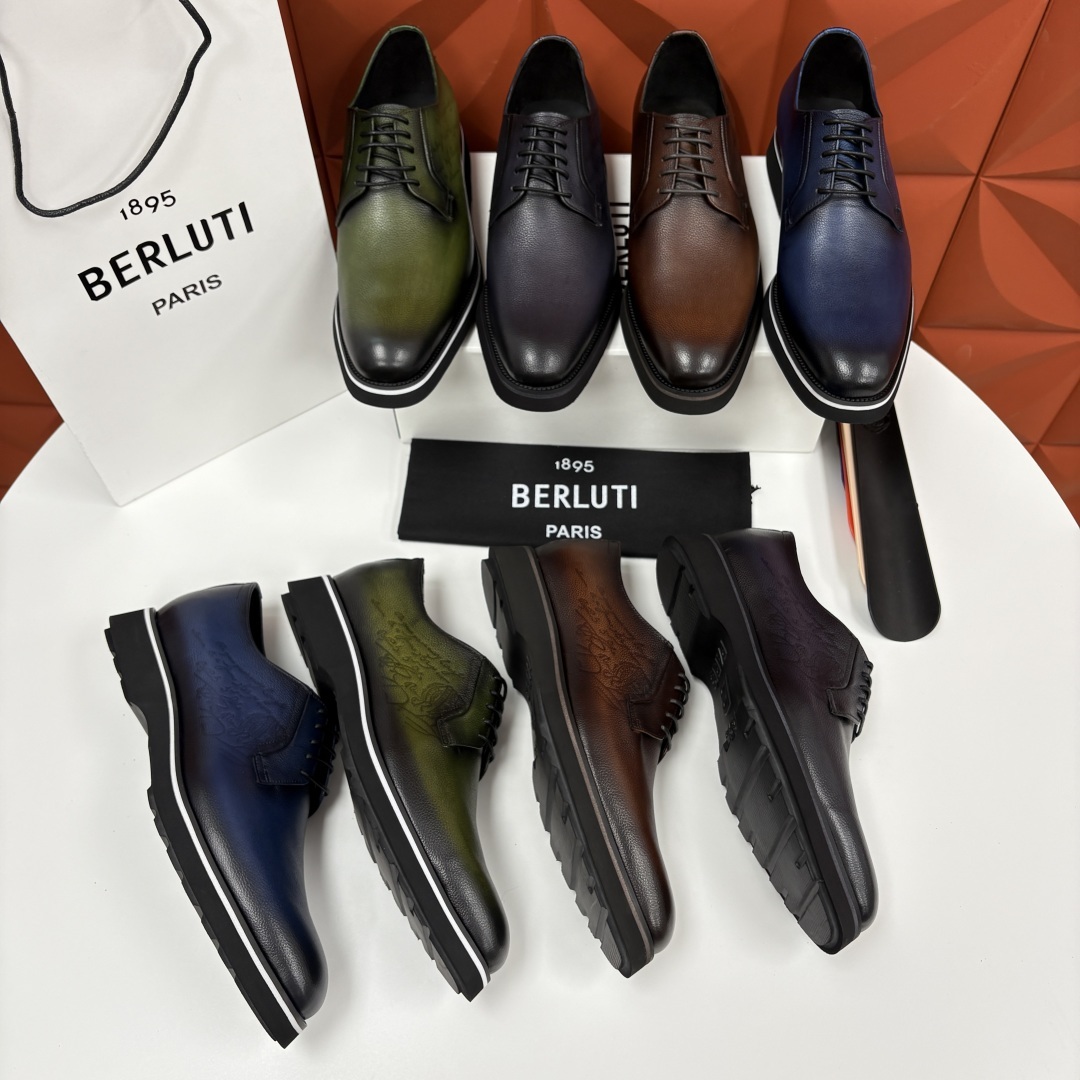 💋 💍 BERLUT* 布鲁提 New Alessio皮革牛津鞋 官方 17,100 男士厚底皮鞋 此款