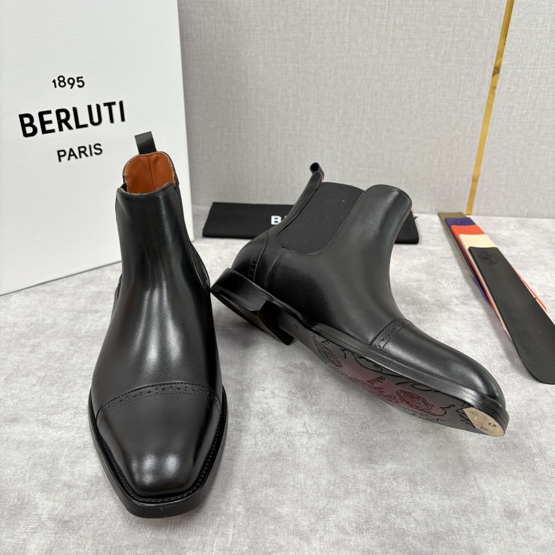 💋💍Berlut* 布鲁提 新品男士靴子 切尔西皮靴 以精湛工艺诠释奢华鞋履美学 这款靴子采用进口头层牛