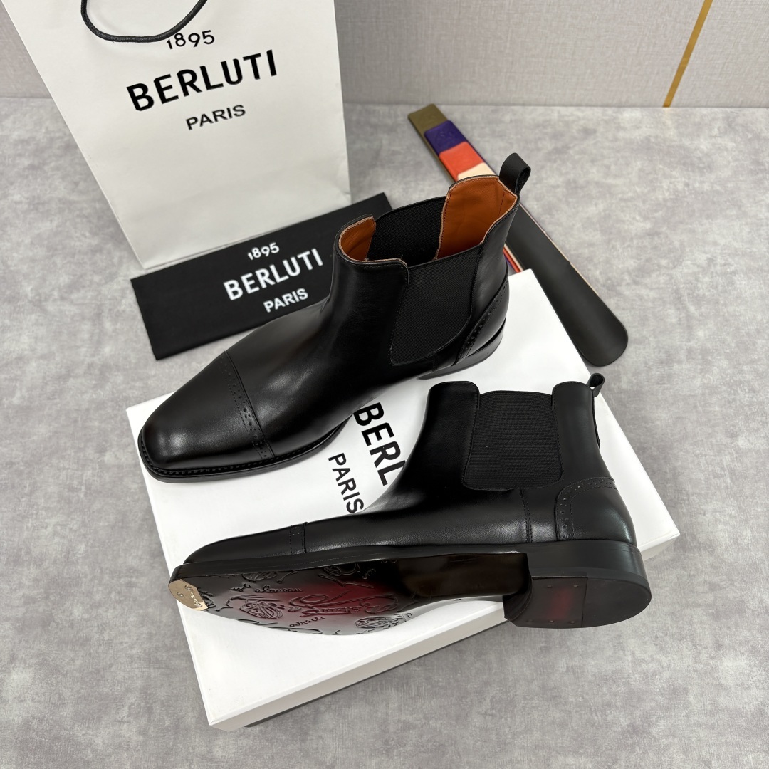 💋💍Berlut* 布鲁提 新品男士靴子 切尔西皮靴 以精湛工艺诠释奢华鞋履美学 这款靴子采用进口头层牛