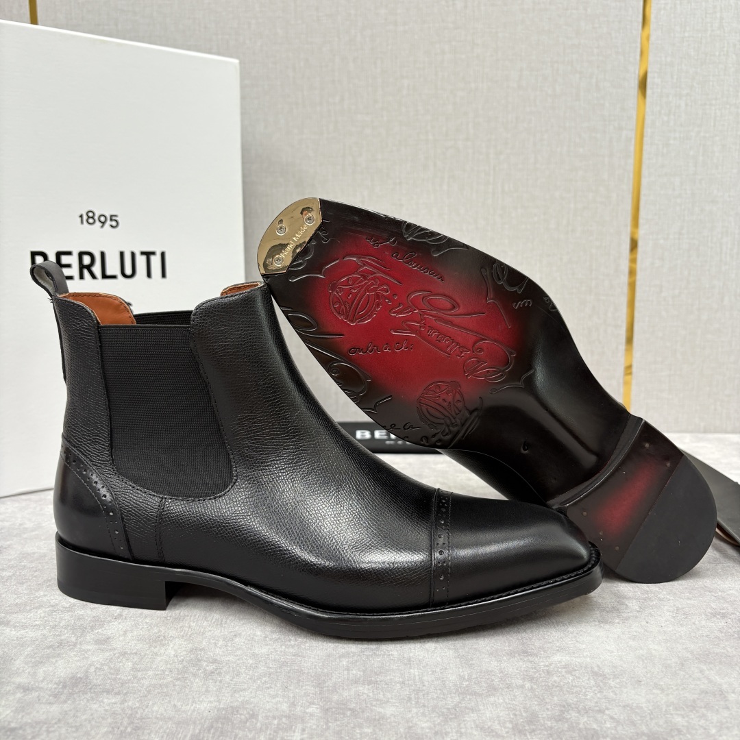 💋💍Berlut* 布鲁提 新品男士靴子 切尔西皮靴 以精湛工艺诠释奢华鞋履美学 这款靴子采用进口头层牛