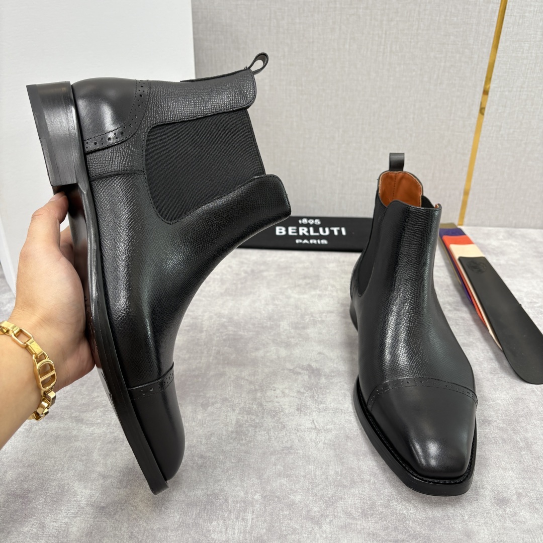 💋💍Berlut* 布鲁提 新品男士靴子 切尔西皮靴 以精湛工艺诠释奢华鞋履美学 这款靴子采用进口头层牛