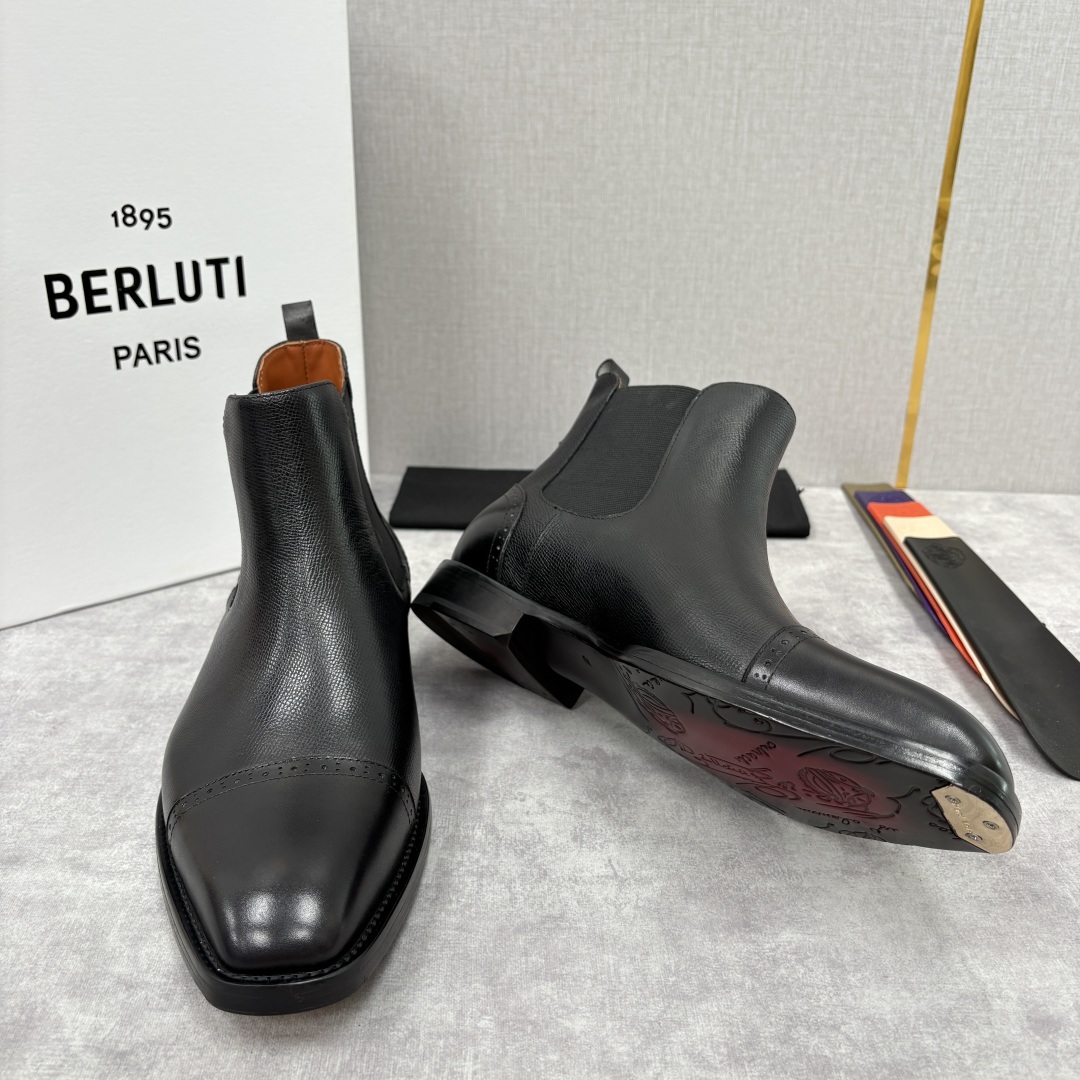 💋💍Berlut* 布鲁提 新品男士靴子 切尔西皮靴 以精湛工艺诠释奢华鞋履美学 这款靴子采用进口头层牛
