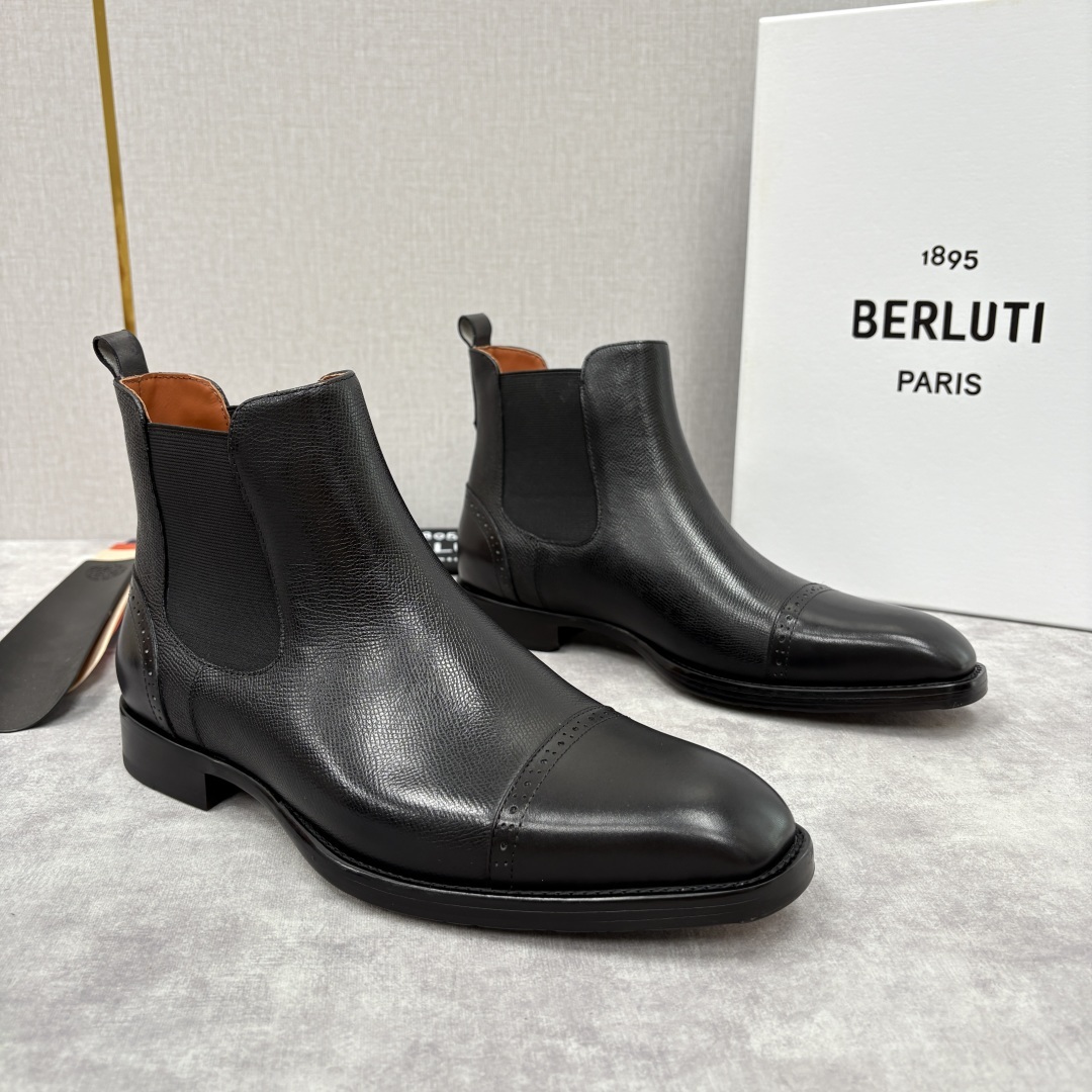 💋💍Berlut* 布鲁提 新品男士靴子 切尔西皮靴 以精湛工艺诠释奢华鞋履美学 这款靴子采用进口头层牛