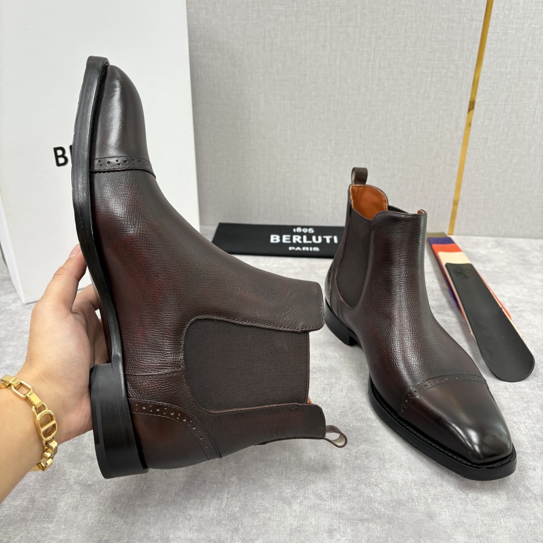 💋💍Berlut* 布鲁提 新品男士靴子 切尔西皮靴 以精湛工艺诠释奢华鞋履美学 这款靴子采用进口头层牛