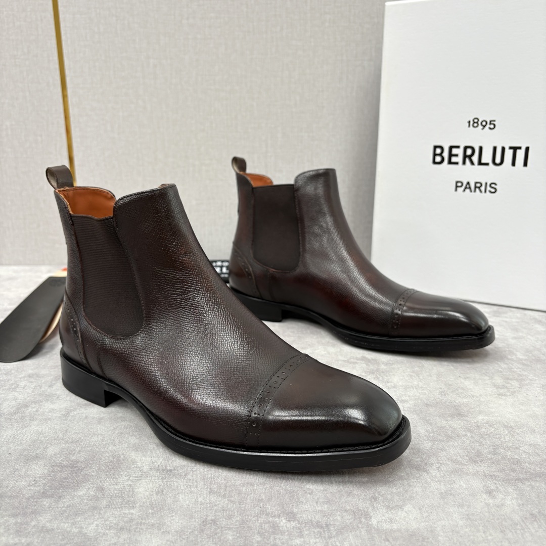 💋💍Berlut* 布鲁提 新品男士靴子 切尔西皮靴 以精湛工艺诠释奢华鞋履美学 这款靴子采用进口头层牛