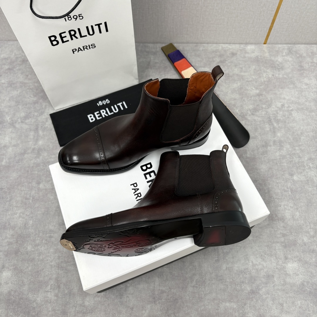 💋💍Berlut* 布鲁提 新品男士靴子 切尔西皮靴 以精湛工艺诠释奢华鞋履美学 这款靴子采用进口头层牛