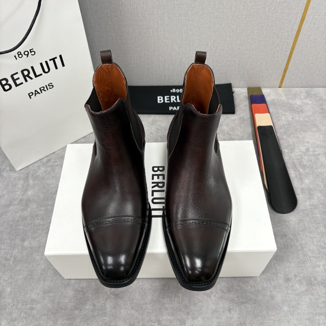 💋💍Berlut* 布鲁提 新品男士靴子 切尔西皮靴 以精湛工艺诠释奢华鞋履美学 这款靴子采用进口头层牛
