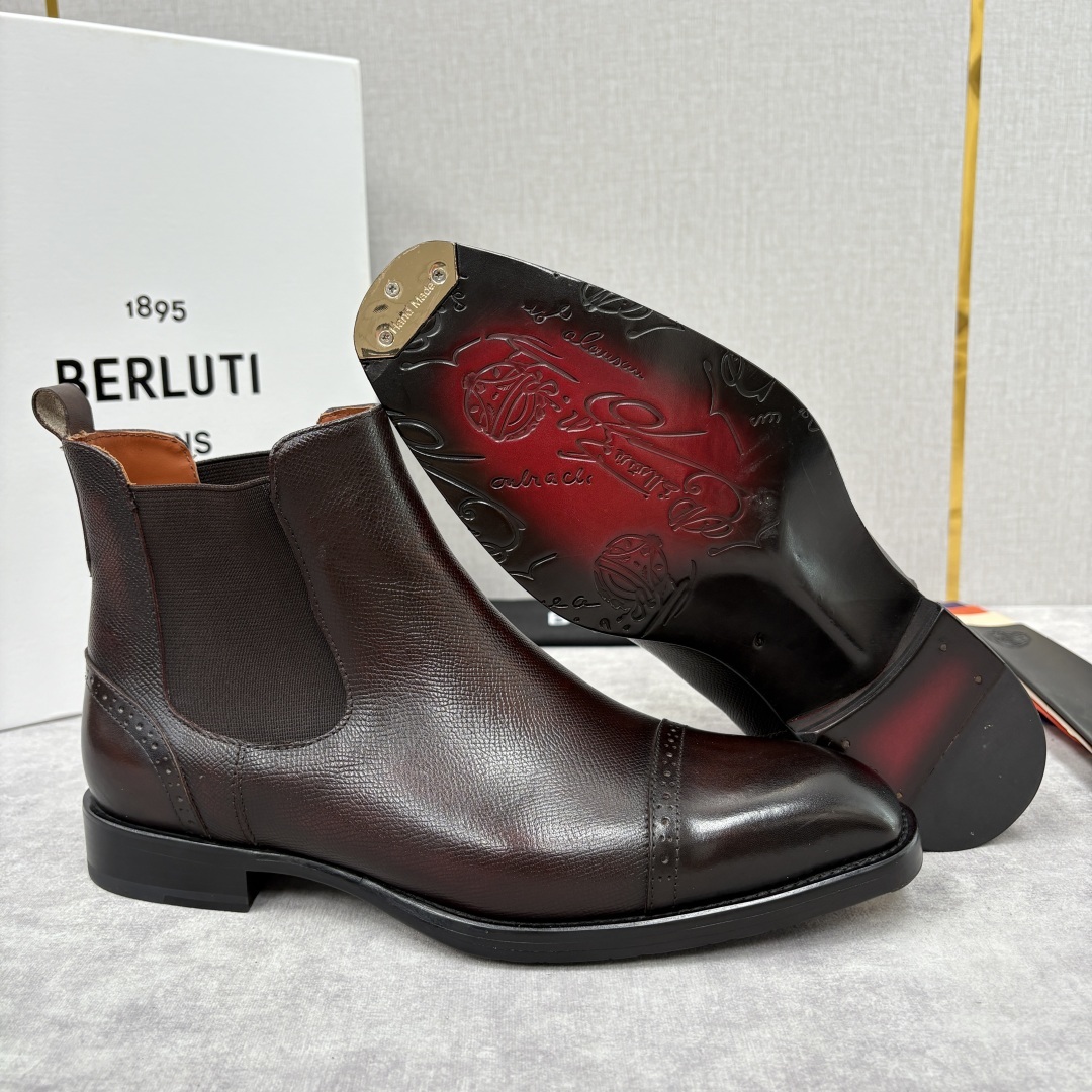 💋💍Berlut* 布鲁提 新品男士靴子 切尔西皮靴 以精湛工艺诠释奢华鞋履美学 这款靴子采用进口头层牛