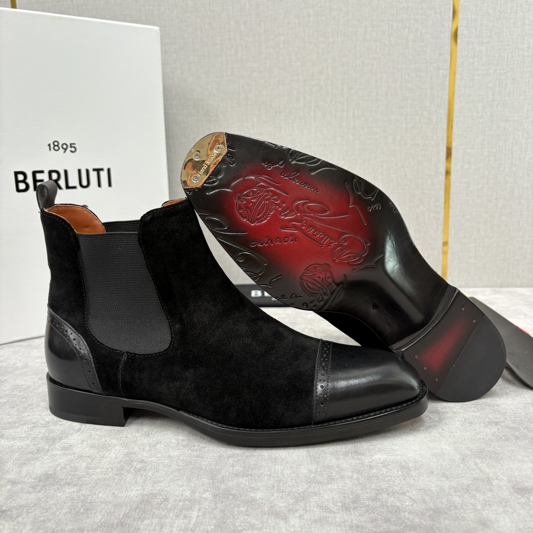 💋💍Berlut* 布鲁提 新品男士靴子 切尔西皮靴 以精湛工艺诠释奢华鞋履美学 这款靴子采用进口头层牛