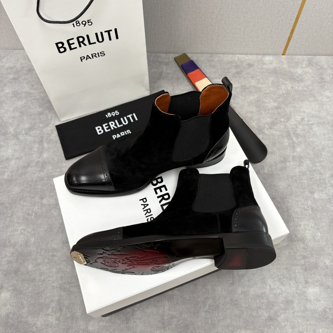 💋💍Berlut* 布鲁提 新品男士靴子 切尔西皮靴 以精湛工艺诠释奢华鞋履美学 这款靴子采用进口头层牛