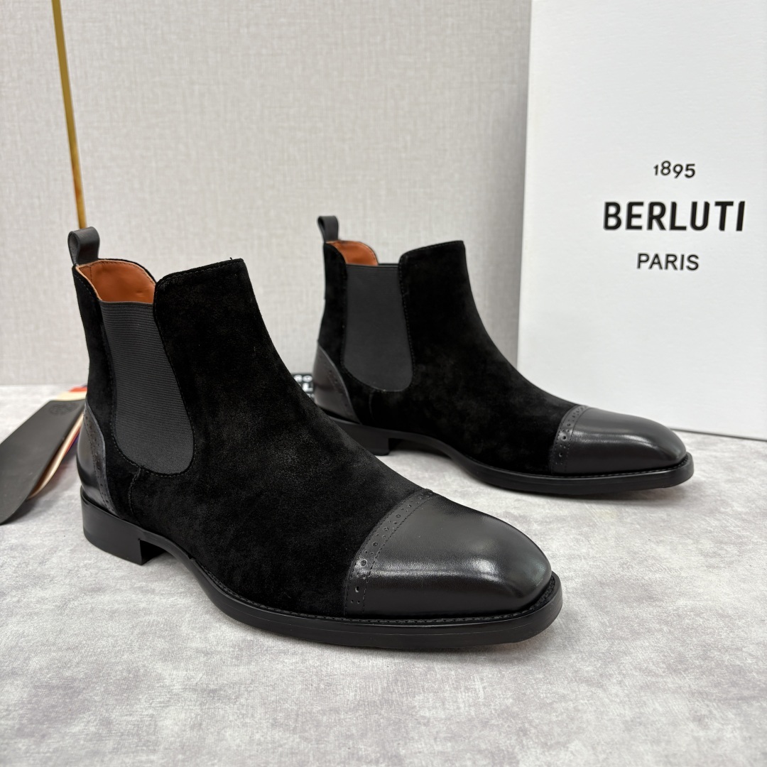 💋💍Berlut* 布鲁提 新品男士靴子 切尔西皮靴 以精湛工艺诠释奢华鞋履美学 这款靴子采用进口头层牛