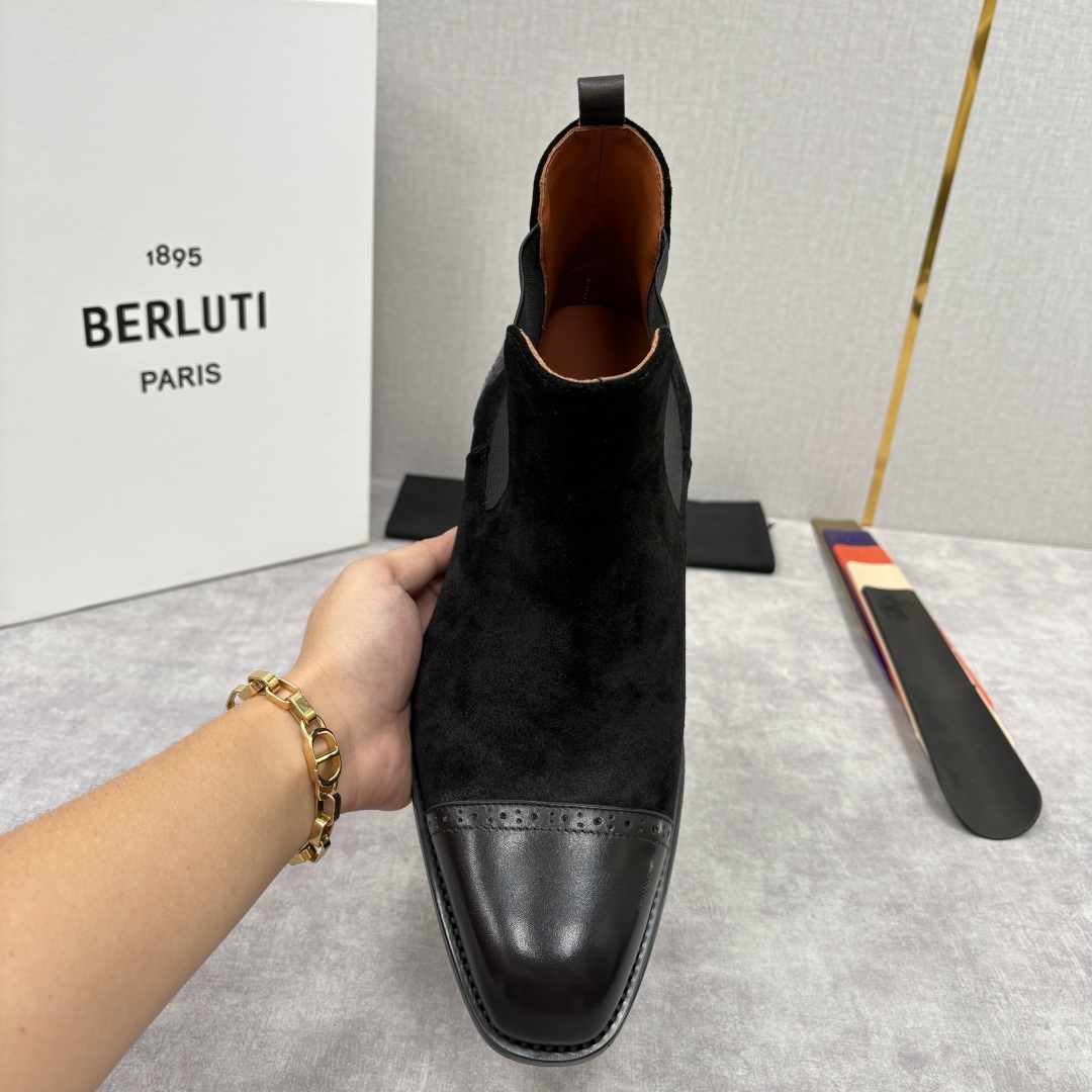 💋💍Berlut* 布鲁提 新品男士靴子 切尔西皮靴 以精湛工艺诠释奢华鞋履美学 这款靴子采用进口头层牛