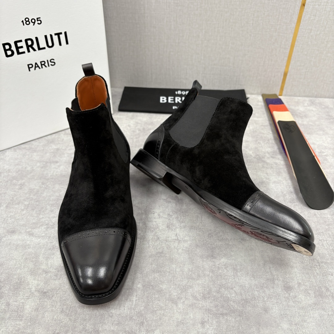 💋💍Berlut* 布鲁提 新品男士靴子 切尔西皮靴 以精湛工艺诠释奢华鞋履美学 这款靴子采用进口头层牛