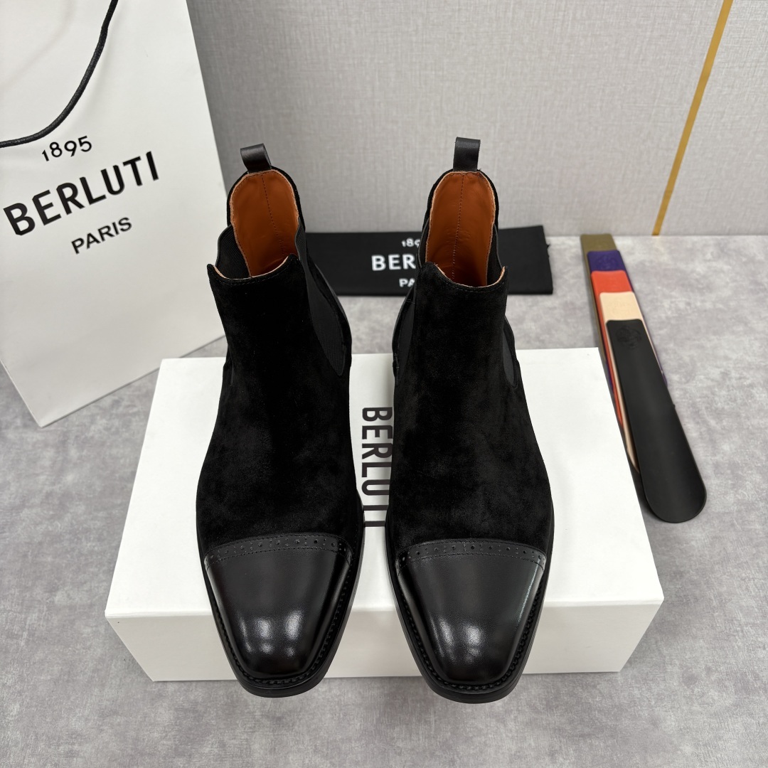 💋💍Berlut* 布鲁提 新品男士靴子 切尔西皮靴 以精湛工艺诠释奢华鞋履美学 这款靴子采用进口头层牛