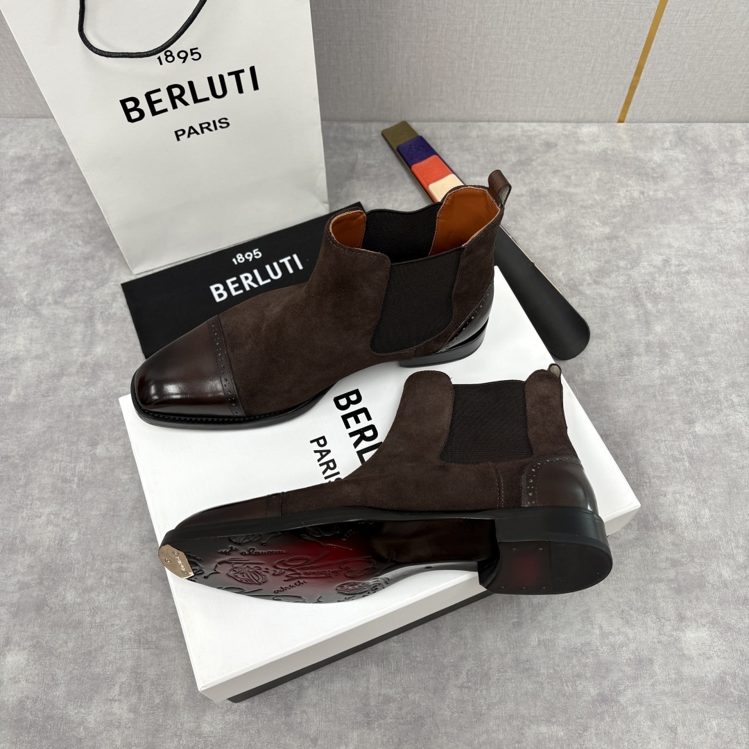 💋💍Berlut* 布鲁提 新品男士靴子 切尔西皮靴 以精湛工艺诠释奢华鞋履美学 这款靴子采用进口头层牛