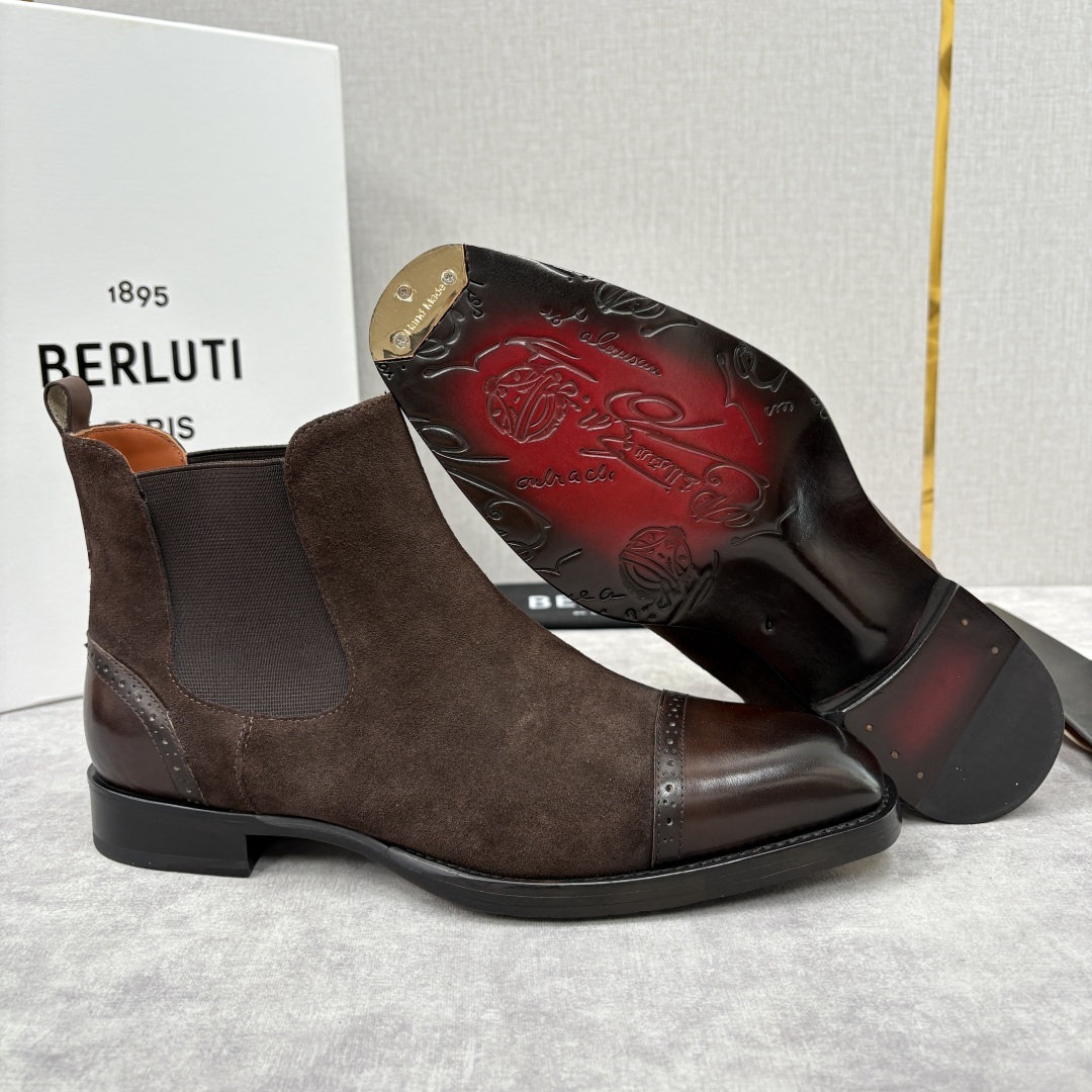 💋💍Berlut* 布鲁提 新品男士靴子 切尔西皮靴 以精湛工艺诠释奢华鞋履美学 这款靴子采用进口头层牛