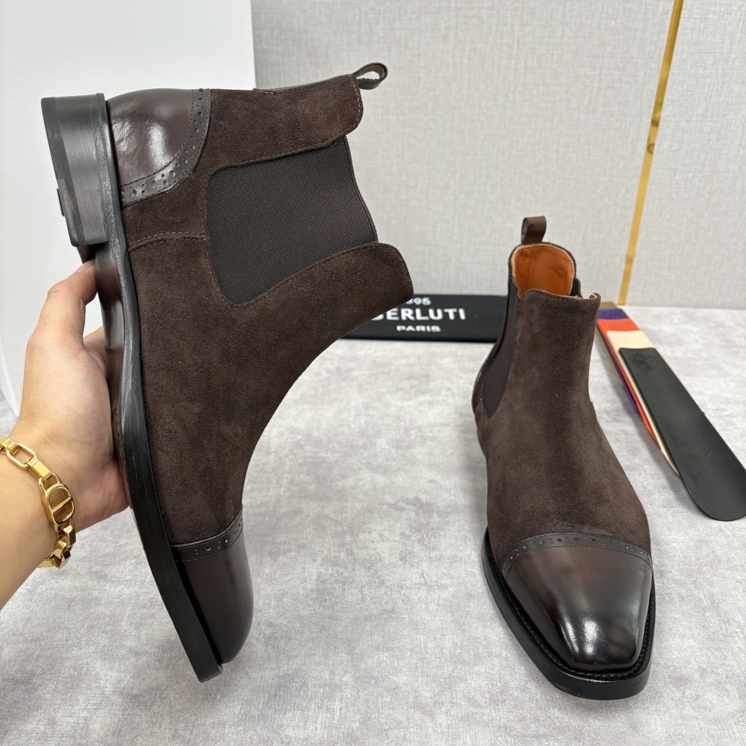 💋💍Berlut* 布鲁提 新品男士靴子 切尔西皮靴 以精湛工艺诠释奢华鞋履美学 这款靴子采用进口头层牛
