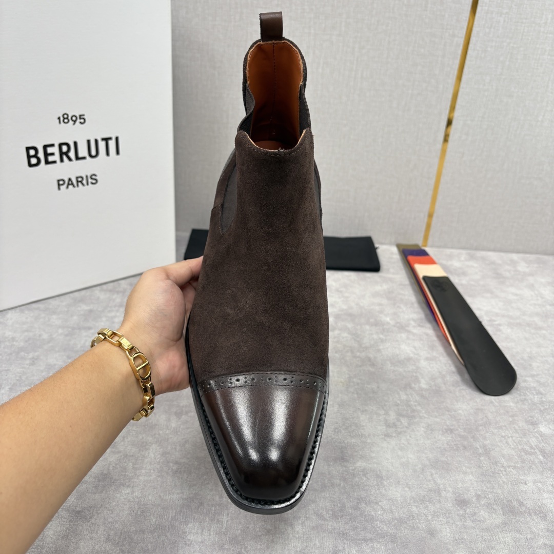 💋💍Berlut* 布鲁提 新品男士靴子 切尔西皮靴 以精湛工艺诠释奢华鞋履美学 这款靴子采用进口头层牛